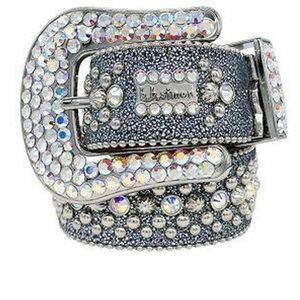 B.B. Simon Silver Swarovski Crystal-Embellished Belt